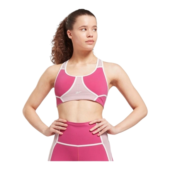 NWT Reebok Speedwick TS  Racer Pink White Sports Bra Size XS - Picture 1 of 6